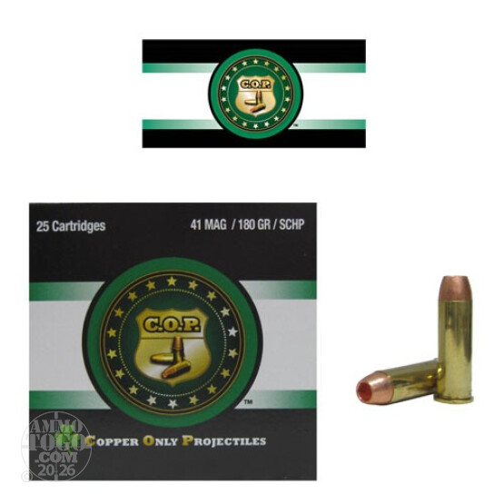 25rds - 41 Mag Rare Ammo COP 180gr. SCHP Ammo