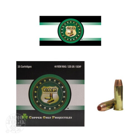 25rds - 44 Mag Rare Ammo COP 225gr. SCHP Ammo