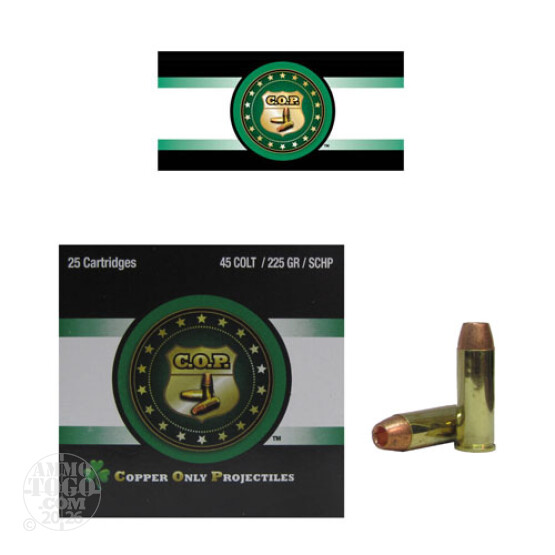 25rds - 45 Long Colt Rare Ammo COP 225gr. +P SCHP Ammo