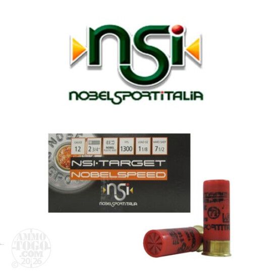250rds - 12 Gauge NSI NobelSpeed 2 3/4" 3 Dram 1 1/8oz. #7 1/2 Shot Ammo