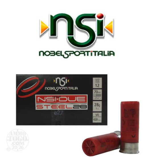 25rds - 12 Gauge NSI Steel 2 3/4" 1oz. #6 Shot Ammo