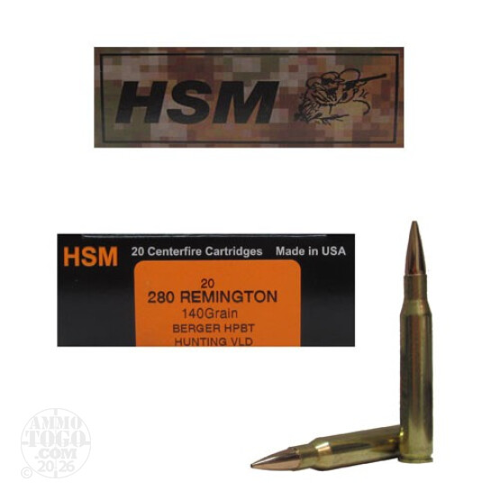 20rds - 280 Rem HSM 140gr. Berger HPBT Hunting VLD