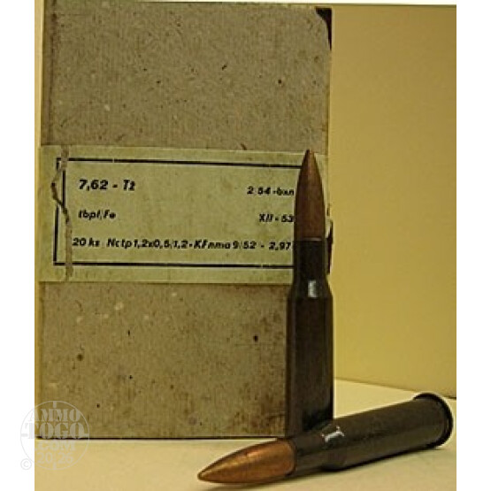 100rds - 7.62x54R Czech Military Light Ball Ammo (No Silver Tip)