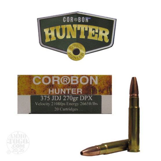 20rds - 375 JDJ Corbon 270gr DPX Hollow Point Ammo