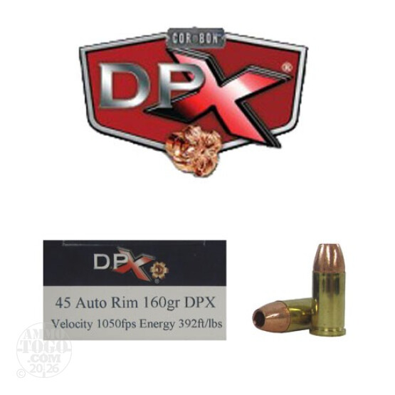 20rds - 45 AUTO RIM Corbon DPX 160gr. HP Ammo