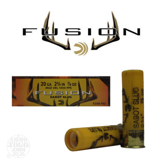 5rds - 20 Gauge Federal Fusion 2 3/4" 7/8oz. Sabot Slug