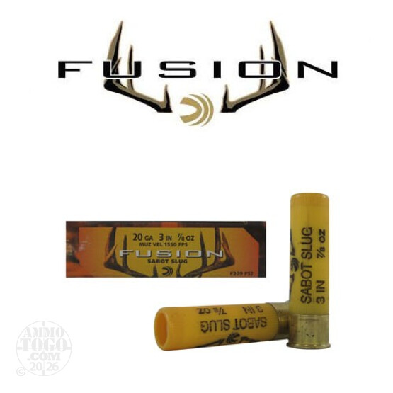 5rds - 20 Gauge Federal Fusion 3" 7/8oz. Sabot Slug Ammo