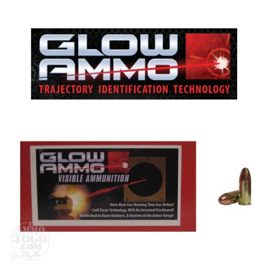 20rds - 9mm Glow Ammo 124gr Round Nose FMJ Visible Ammo