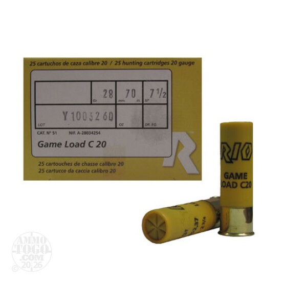 25rds - 20 Gauge RIO 2 3/4" 2 3/4 Dram 1oz. #7 1/2