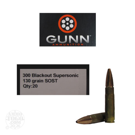 20rds - .300 AAC BLACKOUT Gunn Ammo 130gr. SOST Ammo