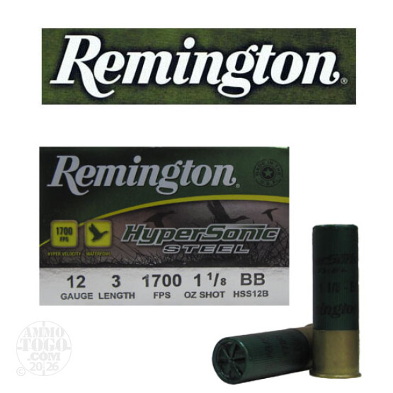 250rds - 12 Ga. Remington HyperSonic  3" 1 1/8oz #BB Non-Toxic Steel Shot