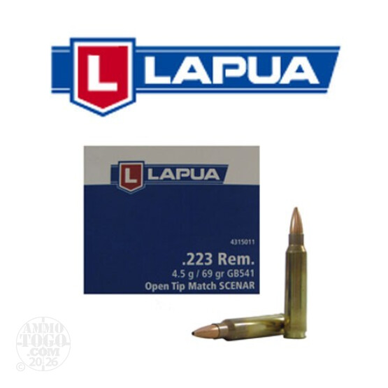 50rds - 223 Rem. Lapua 69gr. OTM Scenar Ammo
