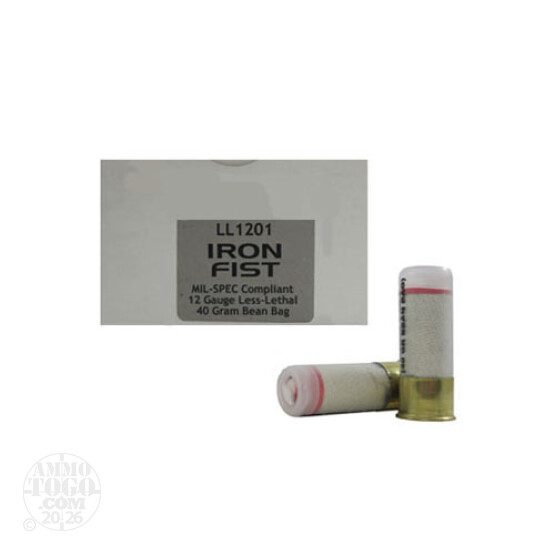 5rds - 12 Gauge Iron Fist 40 Gram Beanbag Ammo