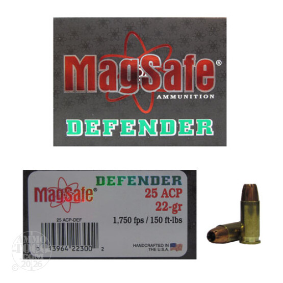10rds - 25 Auto Magsafe 22gr. Defender Ammo