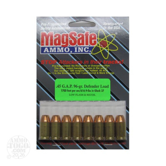 8rds - 45 GAP Magsafe 96gr. Defender Load Ammo