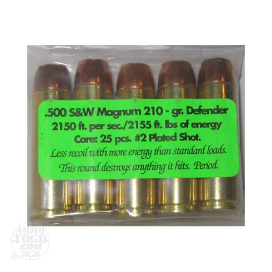 5rds - 500 S&W Magnum Magsafe 210gr. Defender Ammo