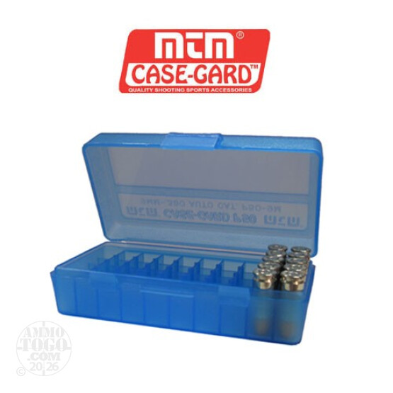 1 - MTM Case-Gard P50 Series 50rd. Pistol Ammo Box for 9mm - .380 Blue Color