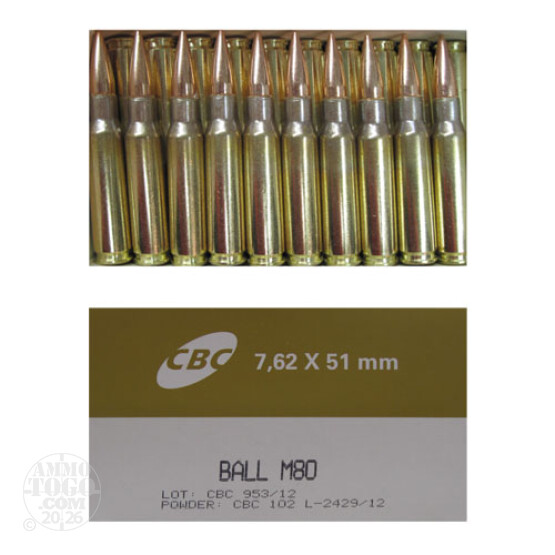 50rds - 7.62x51 NATO Magtech 147gr. M80 Ball Ammo