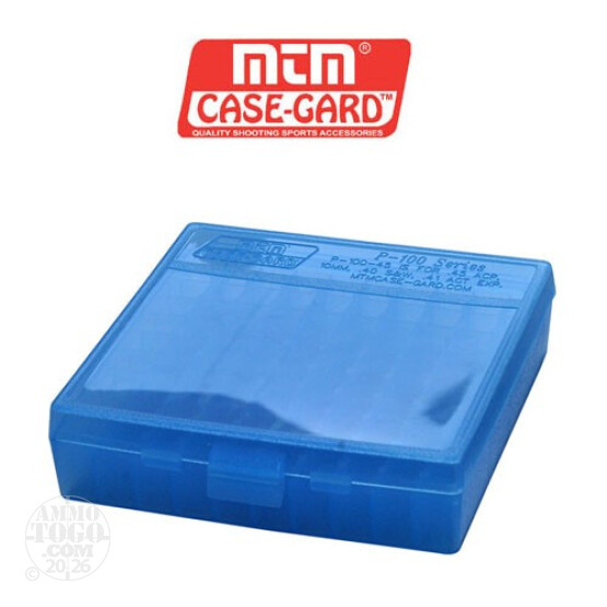 1 - MTM Case-Gard P-100 100rd. Pistol Ammo Box for .45 - .41 Blue Color