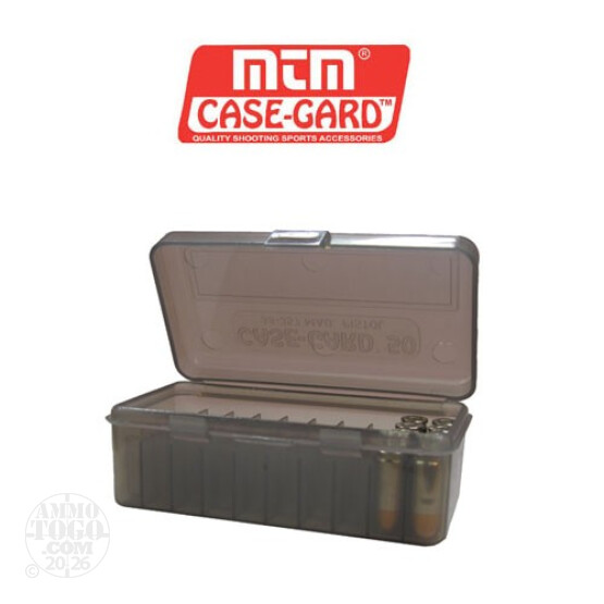 1 - MTM Case-Gard Original Series 50rd. Pistol Ammo Box for .38 - .357 Smoke Color