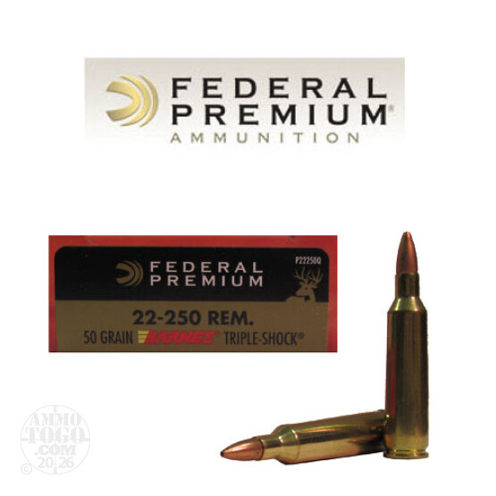 20rds - 22-250 Federal Vital-Shok 50gr. Barnes Triple-Shock Ammo