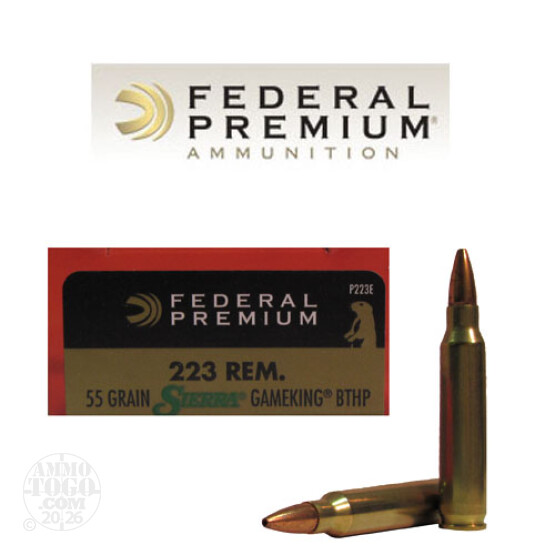 20rds - .223 Federal Sierra Gameking 55gr. Boattail Hollow Point Ammo