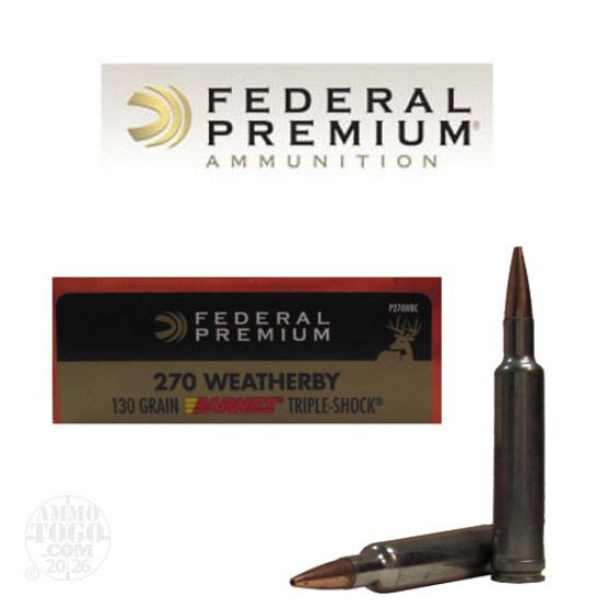 20rds - 270 WBY Federal 130gr. Barnes Triple Shock Ammo
