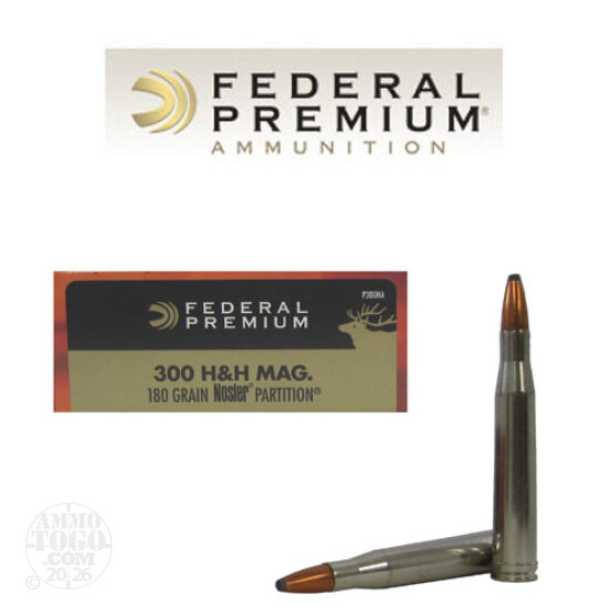 20rds - 300 H&H Federal Vital-Shok 180gr. Nosler Partition Ammo