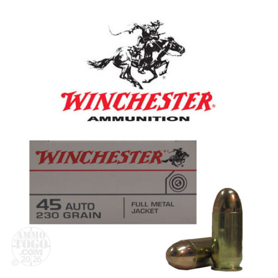 50rds - 45 ACP Winchester Target 230gr. FMJ Ammo