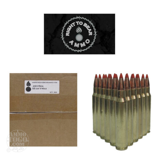 200rds - 223 Right To Bear 55gr V-Max Polymer Tip Ammo