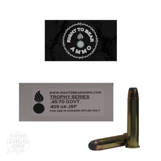 20rds - 45-70 Govt. Right To Bear 405gr JSP Ammo
