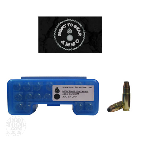 20rds - 458 SOCOM Right To Bear 300gr. JHP Ammo