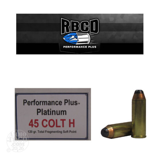 20rds - 45 Long Colt RBCD Performance Plus 120gr. Total Fragmenting Soft Point Ammo