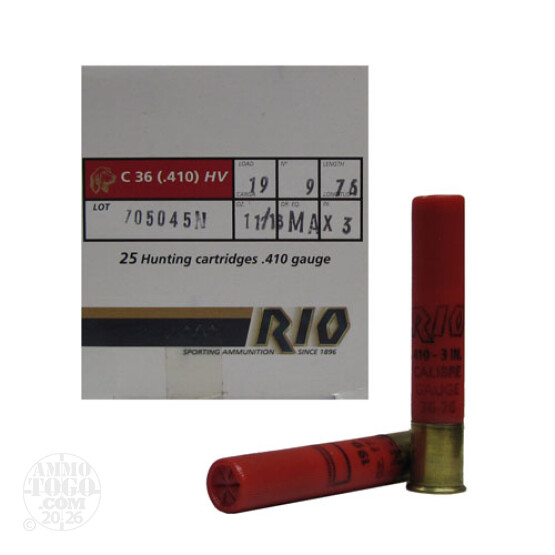 25rds - .410 Gauge RIO 3" Max Dram 1 1/16oz. #9
