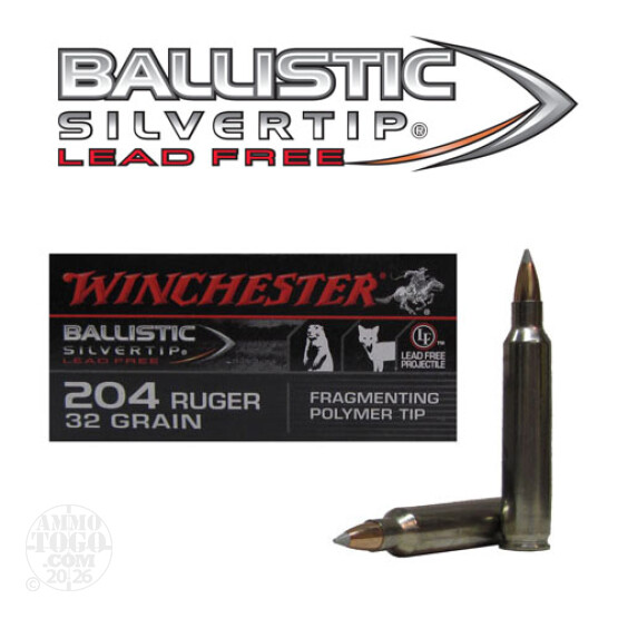 20rds - 204 Ruger Winchester 32gr. Ballistic Silvertip LF Ammo