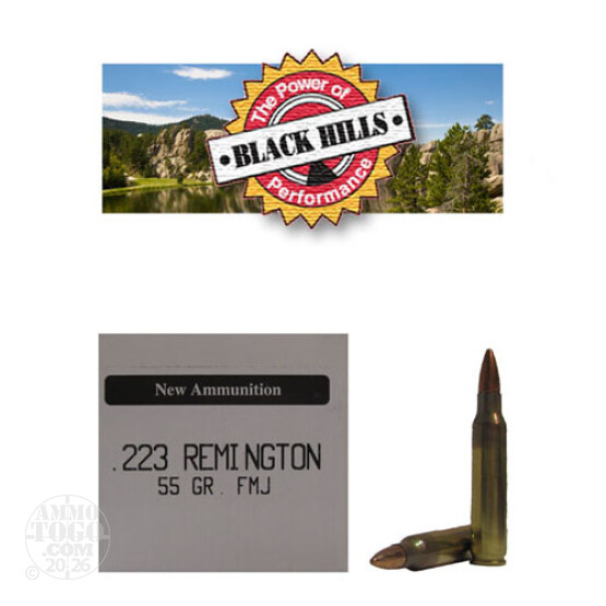 500rds - .223 Black Hills 55gr. New Seconds Full Metal Jacket Ammo