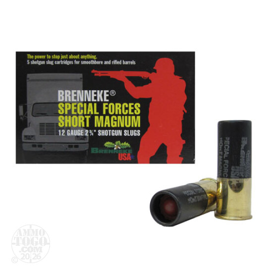 25rds - 12 Ga. Brenneke Special Forces Short Mag 2 3/4" 1 1/4oz. Rifled Slug Ammo