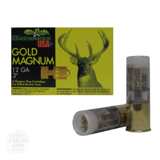 25rds - 12 Gauge Brenneke Gold Magnum 3" 1 3/8oz. Slug Ammo