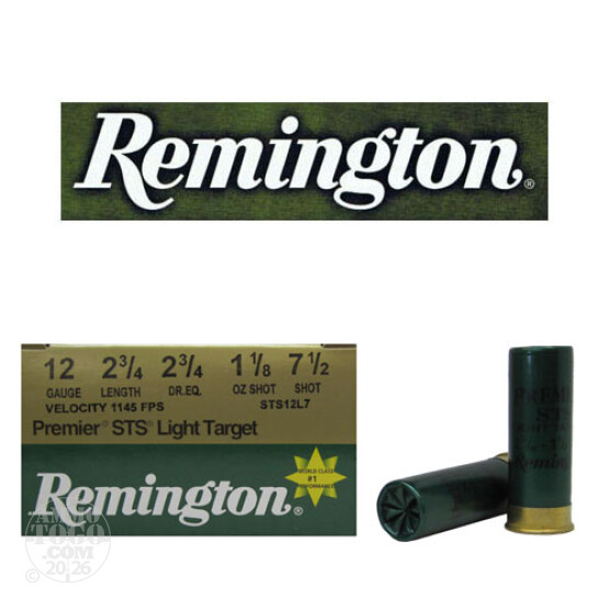 25rds - 12 Gauge Remington Premier STS Light Target 2 3/4" 1 1/8oz. #7 1/2 Shot