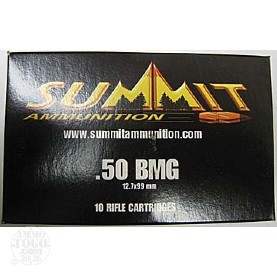 10rds - 50 Cal. BMG Summit Ammunition 750gr. A-MAX Match Ammo