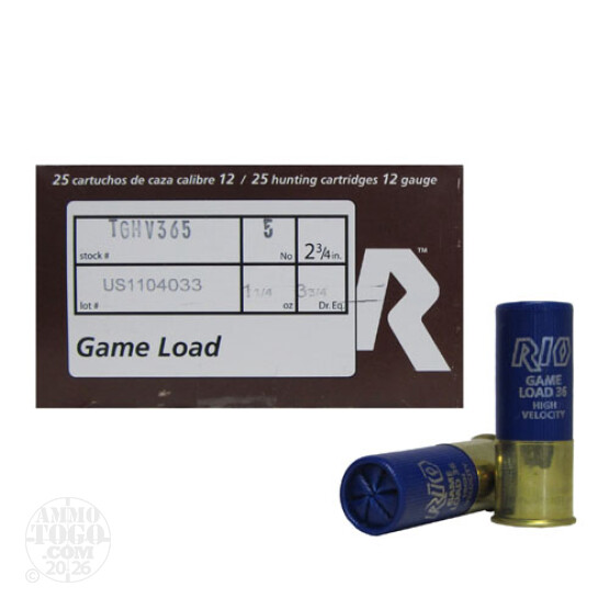 25rds - 12 Gauge Rio Top Game High Velocity #5 Shot Ammo