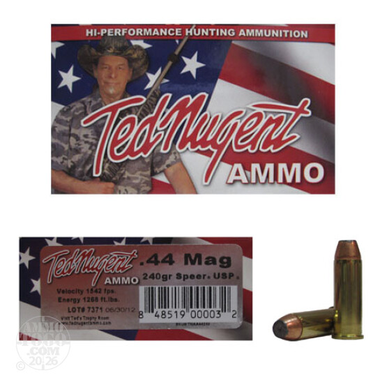 20rds - 44 Mag Ted Nugent 240gr. Speer USP Ammo