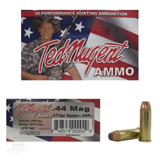 20rds - 44 Mag Ted Nugent 270gr. Speer USP Ammo
