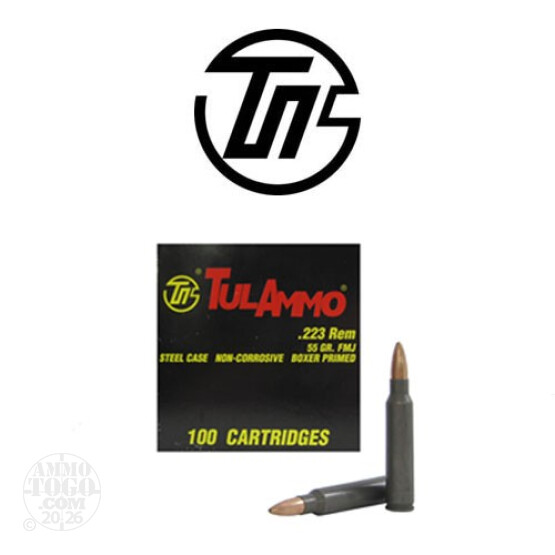 100rds - Tula Bulk Pack .223 55gr. FMJ Ammo