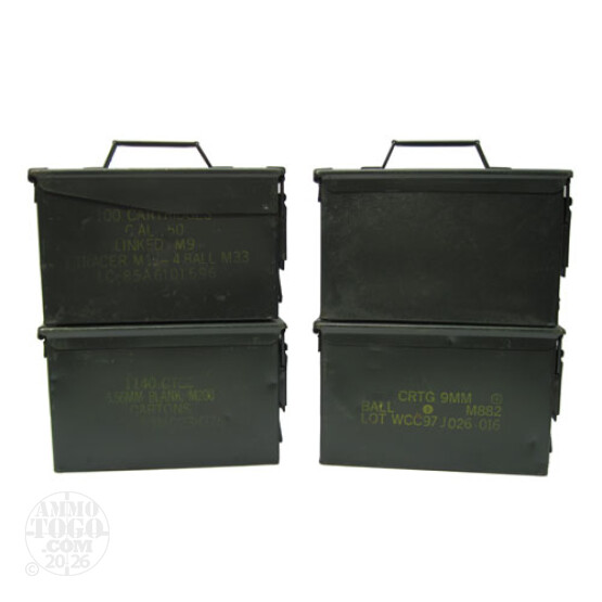 4 - USGI 50cal. Ammo Can - Fair Condition w/ Dessicant