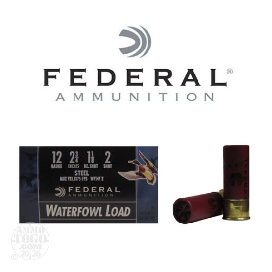 250rds - 12 Ga. Federal Speed-Shok 2 3/4" 1 1/8oz #2 Steel Shot Ammo