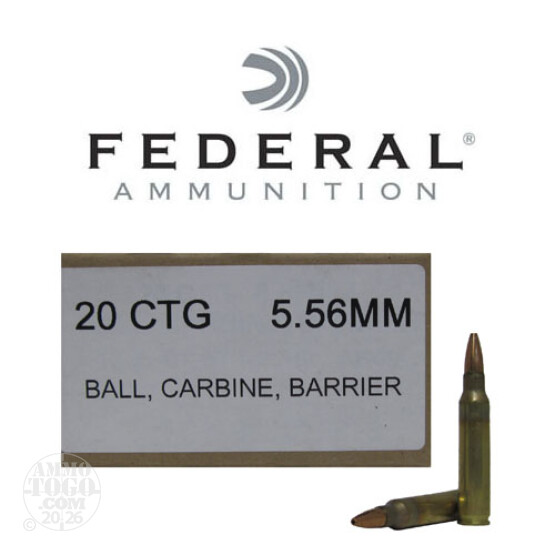 20rds - 5.56 Federal Lake City XMT556TNB1 62gr. OTM (SOST) Ammo