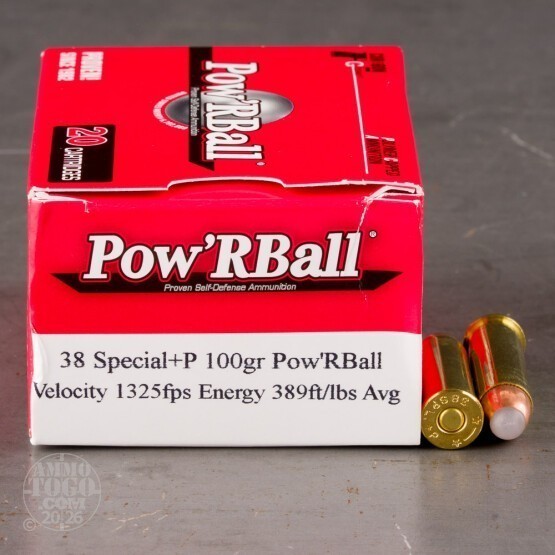 20rds – 38 Special +P Corbon 100gr. Pow’RBall Ammo