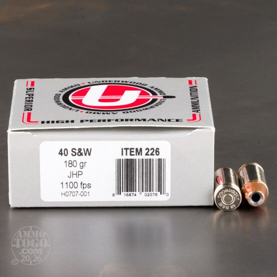 20rds – 40 S&W Underwood 180gr. JHP Ammo