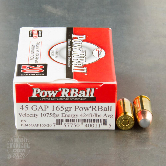 20rds - 45 GAP Corbon 165gr. Pow'RBall Ammo